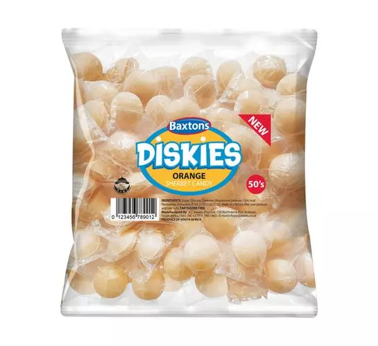 Baxtons Diskies Sherbet Candy Orange (50's)