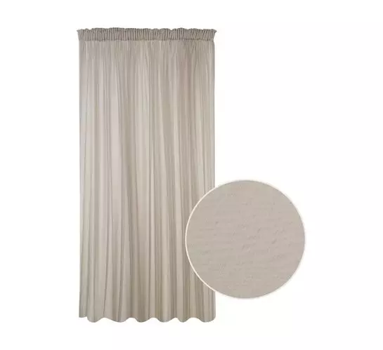 Cq Classic Collection 290 x 218cm Plain Voile Taped Curtain Stone