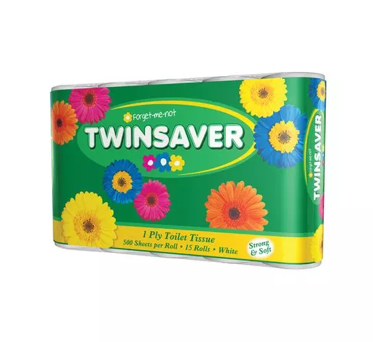 Twinsaver 1 Ply Toilet Paper White (15's) Twinsaver 1 Ply Toilet Paper White (15's)