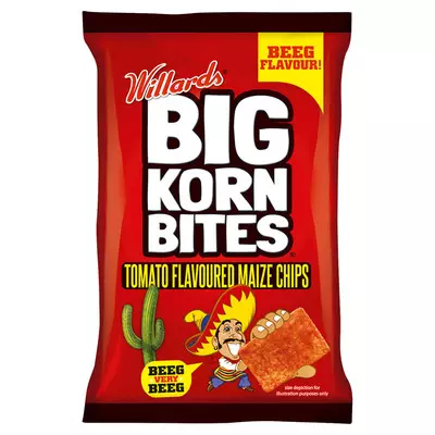 Willards Big Corn Bite Tomato Chips 50g Willards Big Corn Bite Tomato Chips 50g