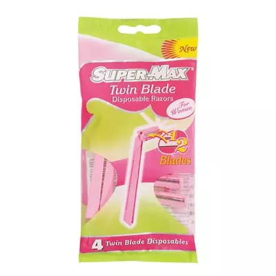 Super-max Ladies Twin Disposable Razors 4ea Super-max Ladies Twin Disposable Razors 4ea