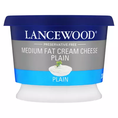 Lancewood Medium Fat Plain Cream Cheese 230g