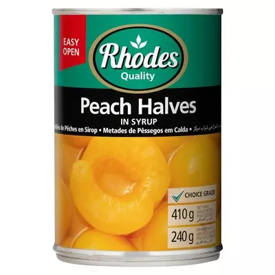 Rhodes Peach Halves In Syrup 410g Rhodes Peach Halves In Syrup 410g