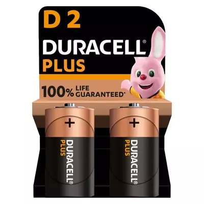 Duracell Plus D Batteries 2 Pack