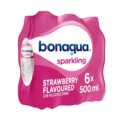 Bonaqua Strawberry Flavoured Sparkling Water 500ml x 6