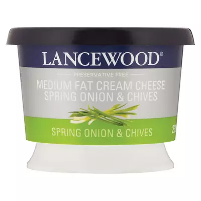 Lancewood Medium Fat Spring Onion & Chives Cream Cheese 230g