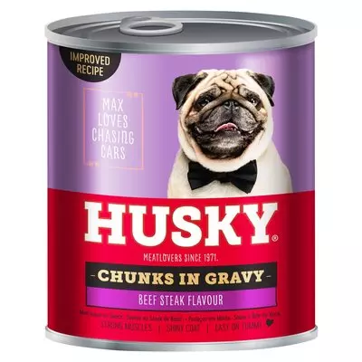 Husky Wet Chunks In Gravy Beef Steak Flavour 775g