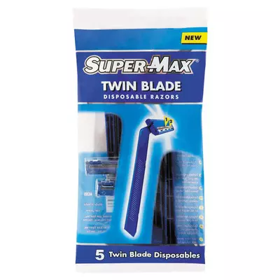 Super-max Men's Twin Blade Disposable Razors 5ea Super-max Men's Twin Blade Disposable Razors 5ea
