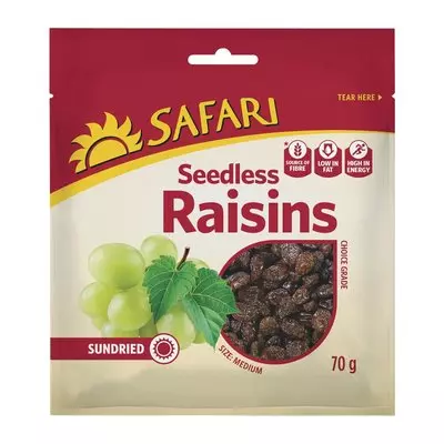 Safari Raisins Dried Fruit Snack Pack 70g Safari Raisins Dried Fruit Snack Pack 70g