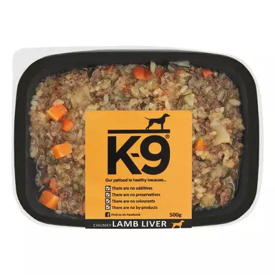 K-9 Foods Lamb & Liver Pet Food 500g