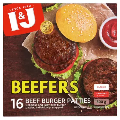 I&J Beefers Beef Patties 800g