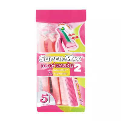 Super-max Ladies Long Handle Disposable Razors 5ea