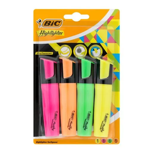 Bic Highlighters in Wallet 4 Pack