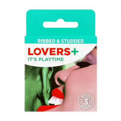 Lovers Plus Ribb And Studded Condoms 3ea