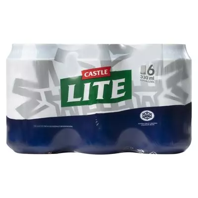 Castle Lite Beer Can 330ml x 6