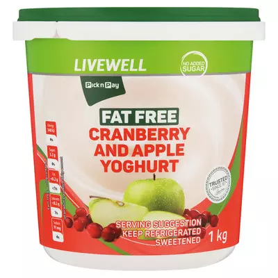 PnP Live Well Fat Free Cranberry & Apple Yoghurt 1kg PnP Live Well Fat Free Cranberry & Apple Yoghurt 1kg