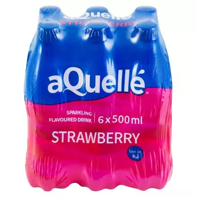 Aquelle Strawberry Sparkling Flavoured Drink 500ml x 6 Aquelle Strawberry Sparkling Flavoured Drink 500ml x 6