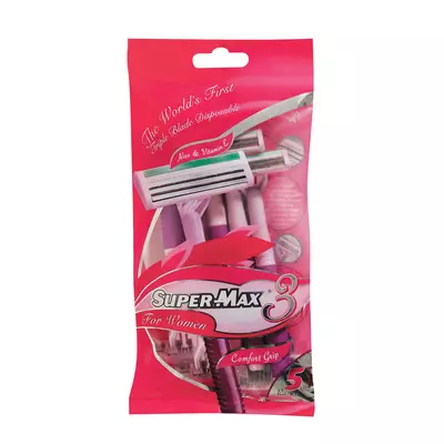 Super-max Ladies Triple Disposable Razor s 5ea Super-max Ladies Triple Disposable Razor s 5ea