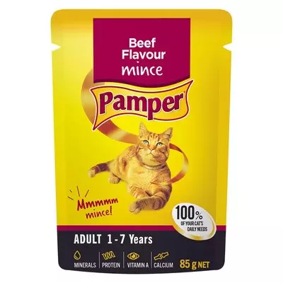 Pamper Fine Cuts Mince Beef 85g Pamper Fine Cuts Mince Beef 85g