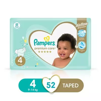 Pampers Premium Care Size 4 Jumbo Pack 52 Nappies