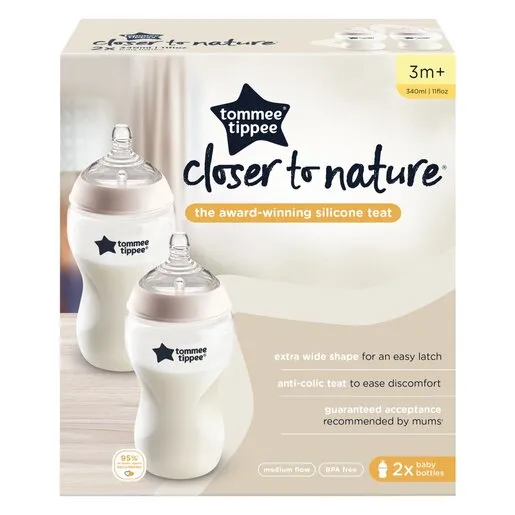 Tommee Tippee Close To Nature Baby Bottle 340ml 2ea Tommee Tippee Close To Nature Baby Bottle 340ml 2ea