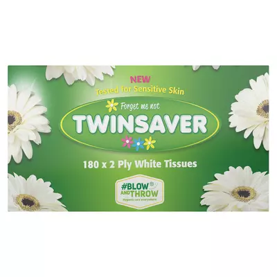 Twinsaver Facial Tissue White 180's Twinsaver Facial Tissue White 180's