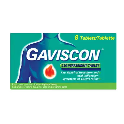 Gaviscon Peppermint Antacid Tabs 8ea Gaviscon Peppermint Antacid Tabs 8ea