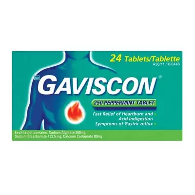 Gaviscon Antacid Tablets Peppermint 24ea