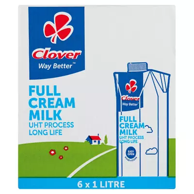 Clover UHT Full Cream Milk 1L x 6 Clover UHT Full Cream Milk 1L x 6