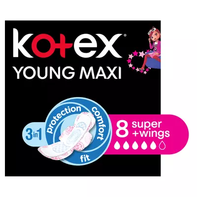 Kotex Black Maxi Pads Super + Wings 8 Kotex Black Maxi Pads Super + Wings 8