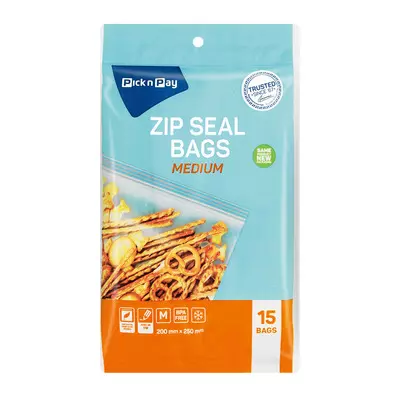 PnP Food Bags Zip Seal Medium 15ea PnP Food Bags Zip Seal Medium 15ea
