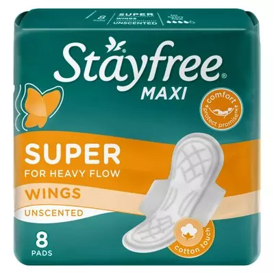 Stayfree Pads Maxi Thick Wings Unsented 8ea