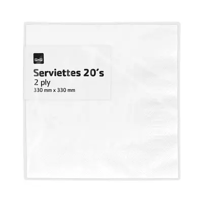 PnP 2ply Serviettes White 20ea PnP 2ply Serviettes White 20ea