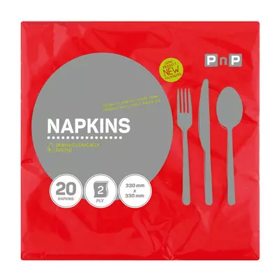 PnP 2ply Serviettes Red 20ea