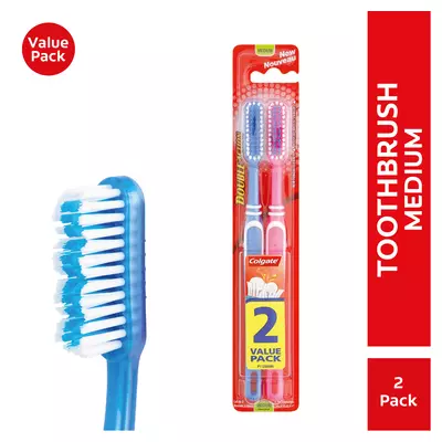 Colgate Double Action Medium Toothbrush 2 Pack