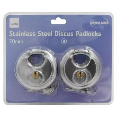 PnP 2pcs Set 70mm Stainless Steel Discus Padlock