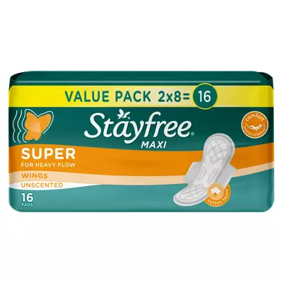 Stayfree Pads Maxi Thick Super Unscented 16ea