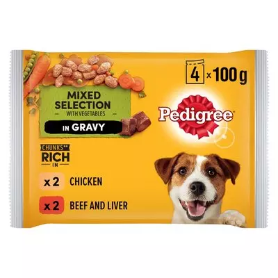 Pedigree Dog Food Chicken & Beef With Veg 4ea