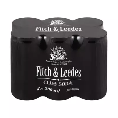 Fitch & Leedes Club Soda Can 200ml x 6