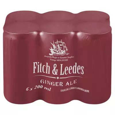 Fitch & Leedes Ginger Ale Can 200ml x 6