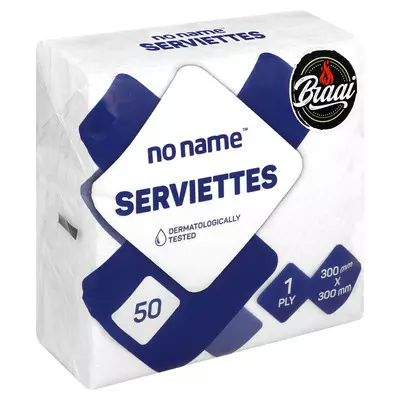 No Name Serviettes White 50ea