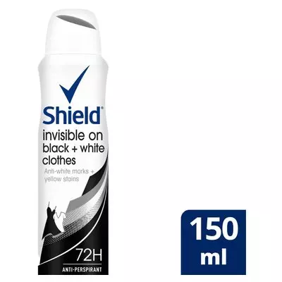 Shield Women Invisible Black & White Antiperspirant Deodorant Body Spray 150ml Shield Women Invisible Black & White Antiperspirant Deodorant Body Spray 150ml
