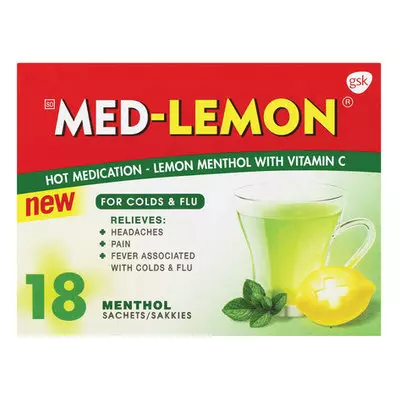 Med-Lemon Menthol Hot Medication For Colds & Flu 18's