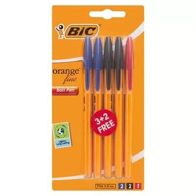 Bic Orange Fine 3 + 2 Assorted
