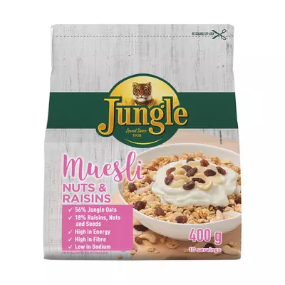 Jungle Muesli Nuts & Raisins 400g Jungle Muesli Nuts & Raisins 400g