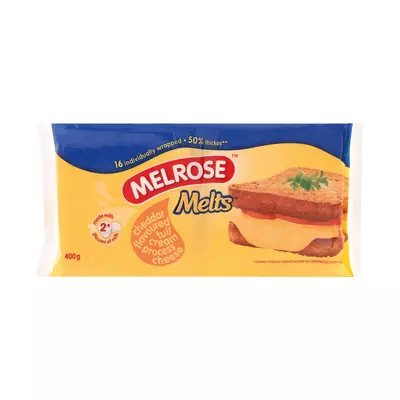 Melrose Melts Cheddar Slices 400g Melrose Melts Cheddar Slices 400g