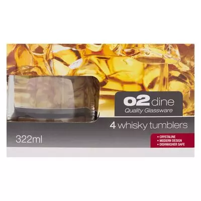 O2 Crystaline Whisky Tumblers 322ml 4 Pack O2 Crystaline Whisky Tumblers 322ml 4 Pack