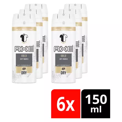 AXE Gold Antiperspirant Deodorant Body Spray 150mlx 6