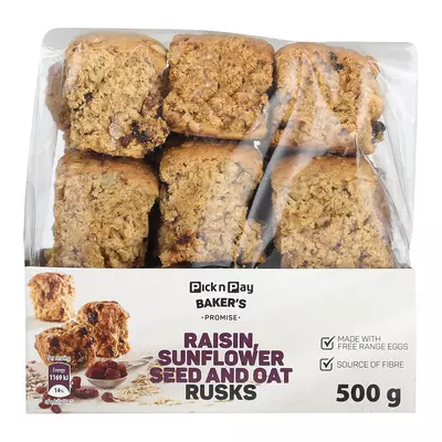 PnP Raisin, Sunflower Seed & Oat Rusks 500g