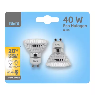 PnP 40w Gu10 Eco Halogen Warm White 2 Pack PnP 40w Gu10 Eco Halogen Warm White 2 Pack
